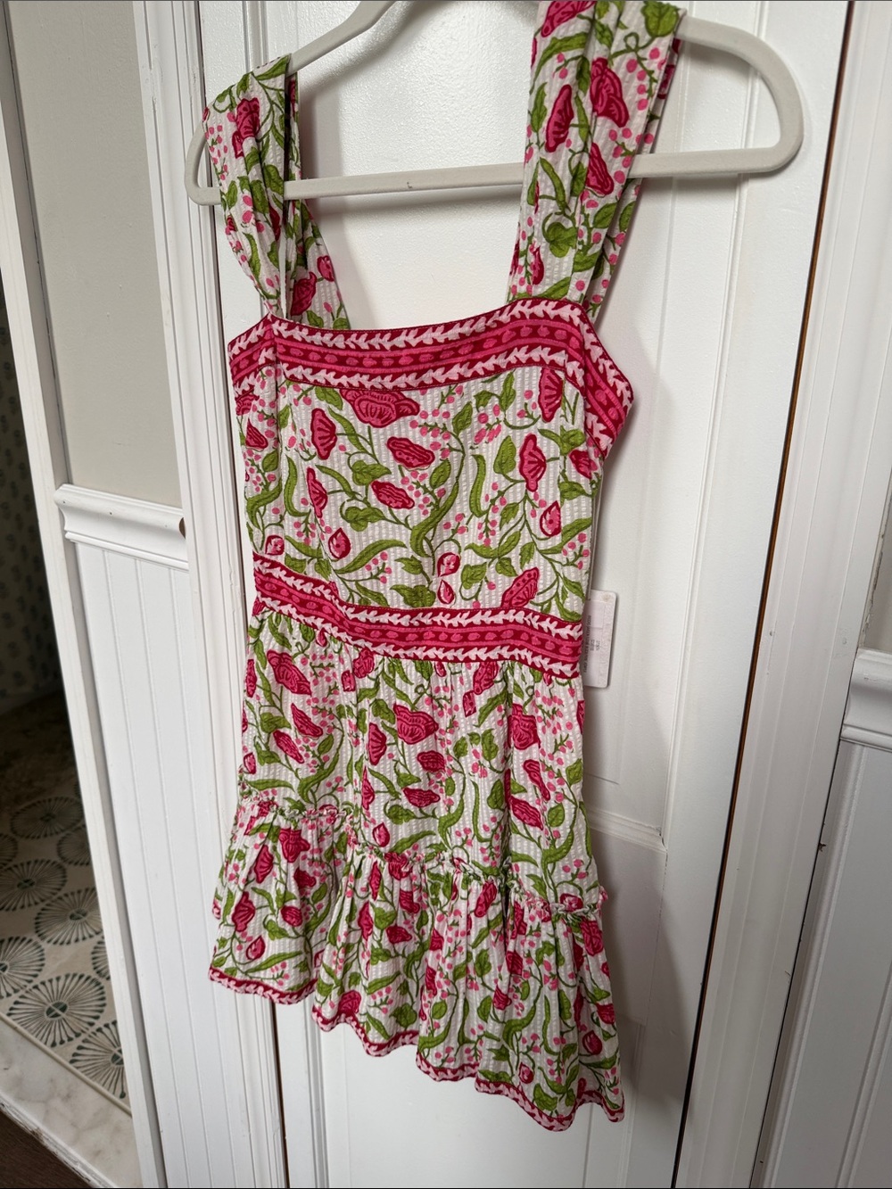 SAYLOR Pink & Green Floral Tiered Sundress